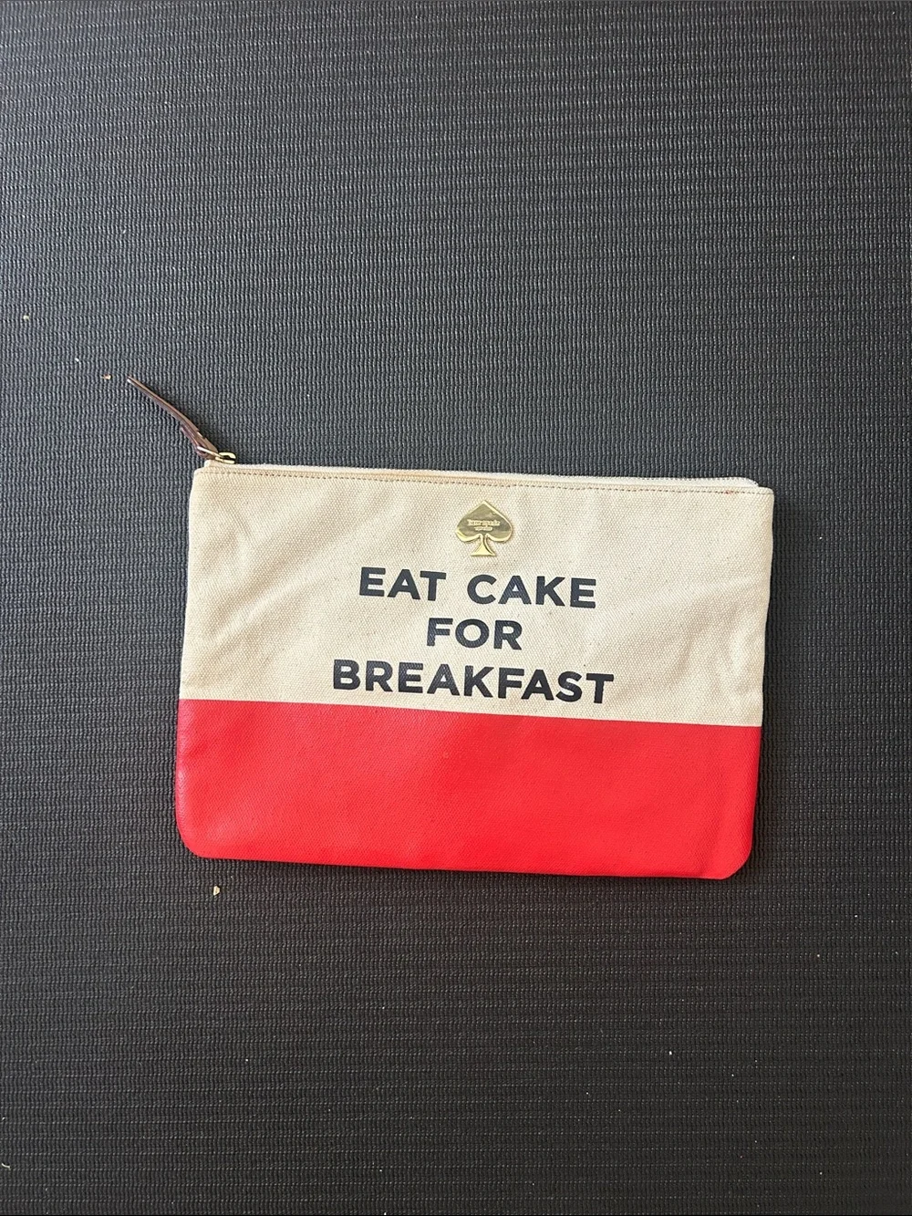 kate spade Two-Tone Canvas Zip Pouch in Red and Cream — Eat Cake for Breakfast